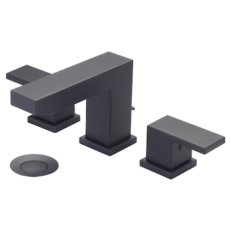 Pioneer Industries Two Handle Widespread Bathroom Faucet, Compression Hose, Black, Number of Holes: 3 Hole 3MO200-MB